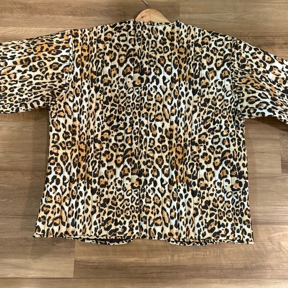 ASOS DESIGN Quilted Brown Black Leopard Print Jacket Tie Closures Sz Small NWOT - Picture 3 of 9